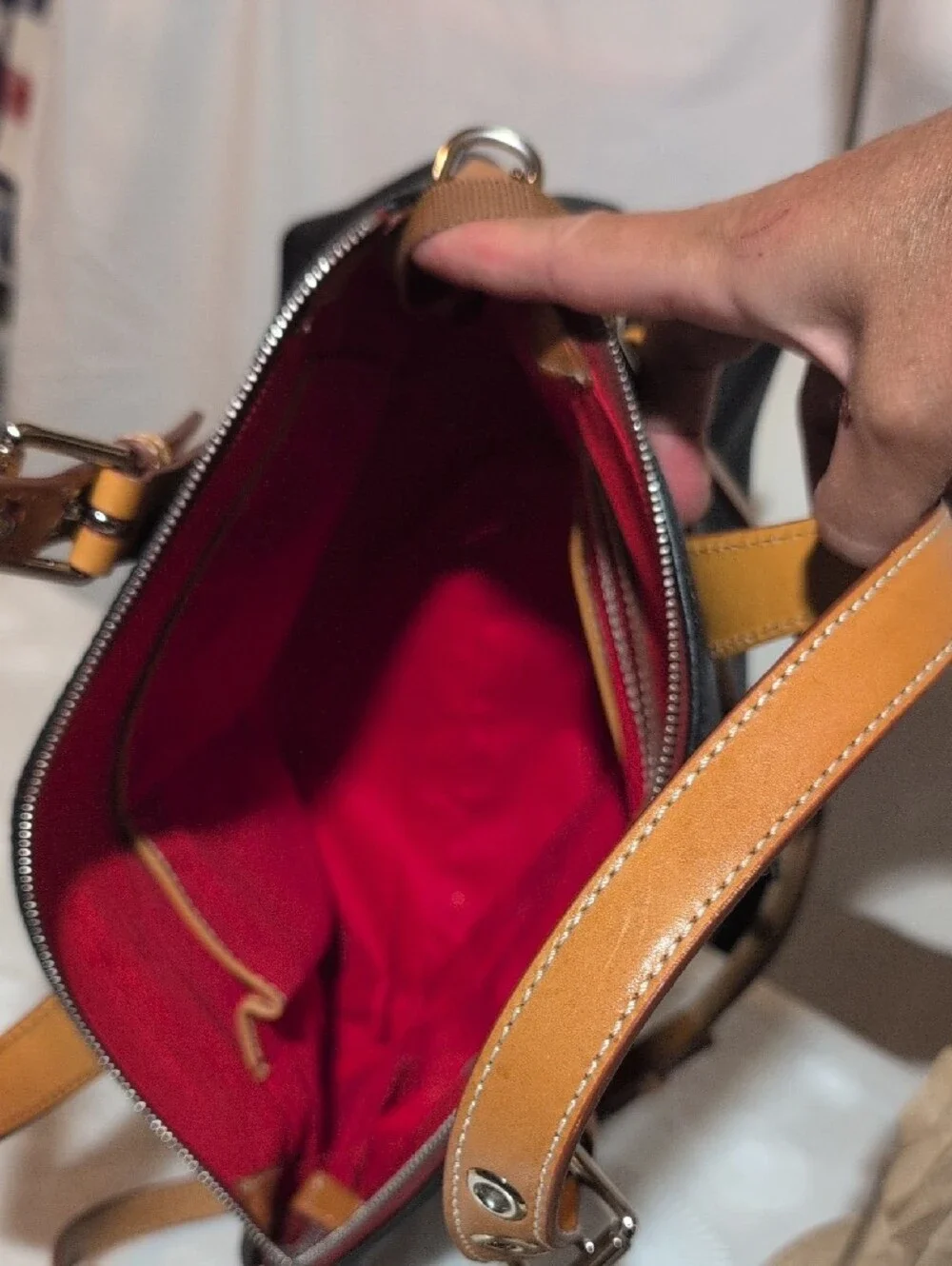 Dooney & Bourke Patterson Leather Trina Satchel with Tan Handles